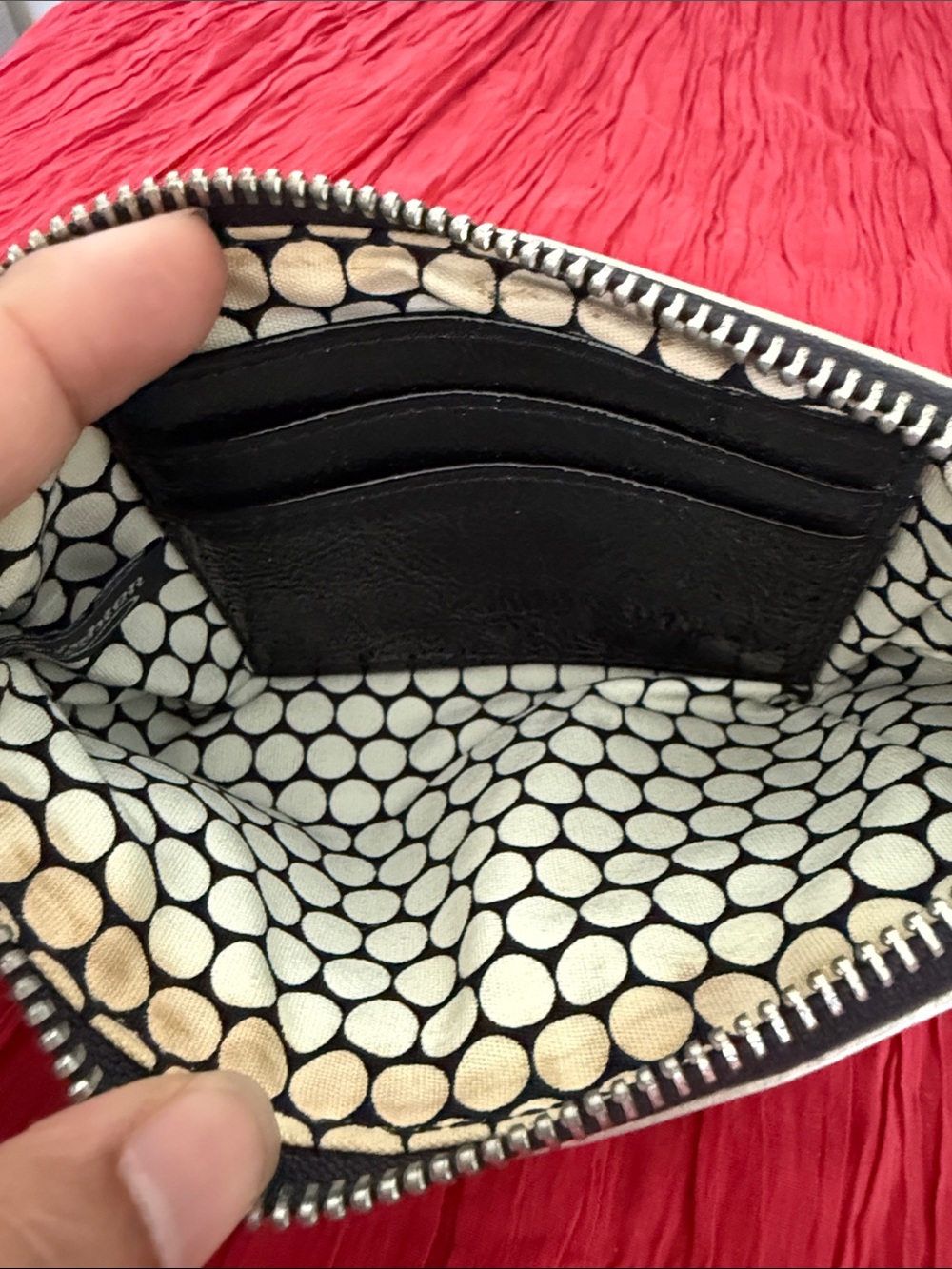 Brighton gold Wristlet with Red Flower Appliqué and Beaded Charm - Picture 7 of 10